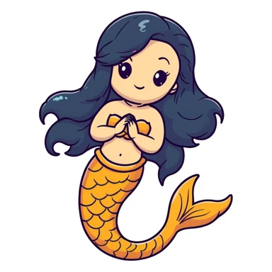 koi mermaid with tanned skin and long black hair sticker