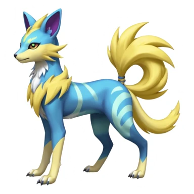 Feral Meloetta-Renamon-Zeraora-Luxray-Cobalion-Suicune-Vernid-fusion-hybrid-creature, full body  sticker