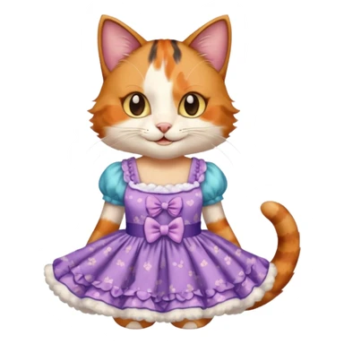 A cat wearing a pretty one-piece dress sticker
