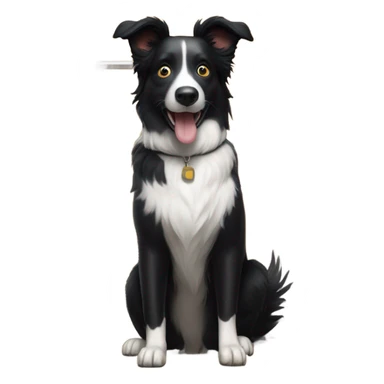 black border collie mix calling hotel room service sticker