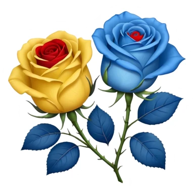 One Yellow 🌹 and one blue flower 🌹 on with red band  sticker