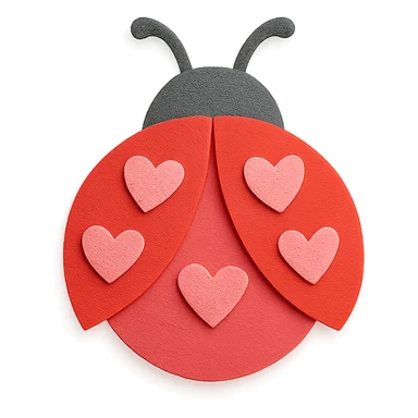 layered and textured love bug, paper craft style sticker