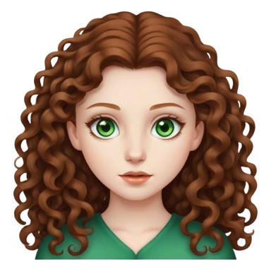 Girl with long brown curly hair and green eyes and pale skin sticker