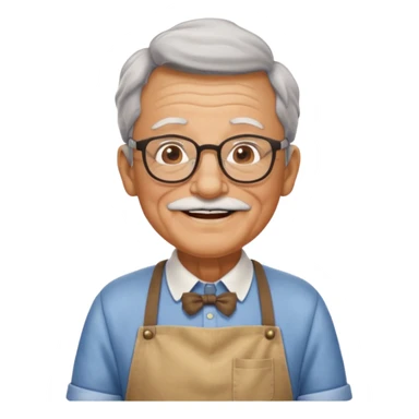 grandpa with apron, wearing glasses, focus status sticker