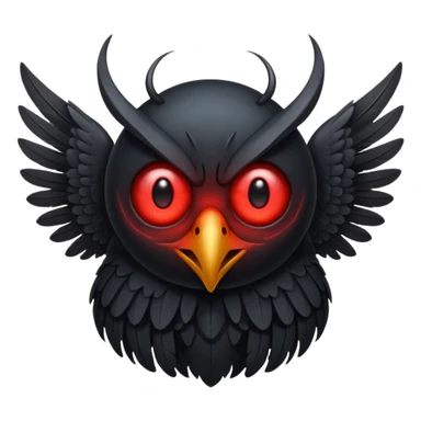 Create a scary emoji of the mothman with bright red eyes sticker