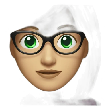 white-woman-with-gray-and-blonde-bob-emerald-eyes-and-glasses-wearing-colorful-shawl sticker