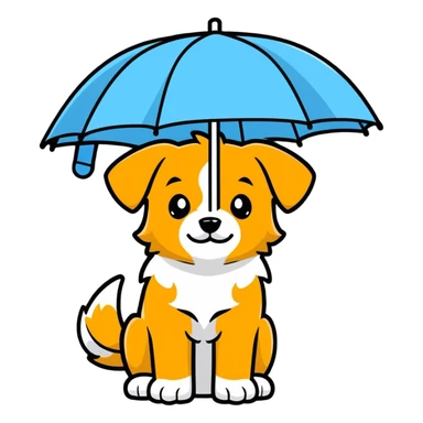 Dog with umbrella  sticker