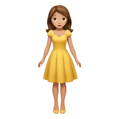 full body Belle with yellow dress and brown hair, showing entire figure from head to feet, minimal style sticker