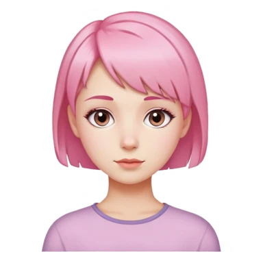 A fair-skinned girl with short pink hair and no bangs. sticker