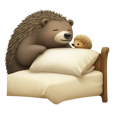 Sleeping bear and hedgehog sticker