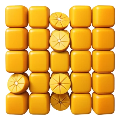 minimal mango cubes in a neat grid, flat design, bright yellow-orange, isolated, no face, no background, not cartoon sticker