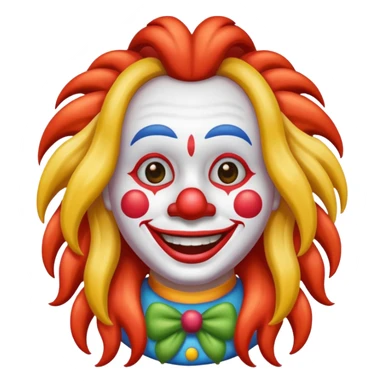 iPhone clown emoji with long hair sticker