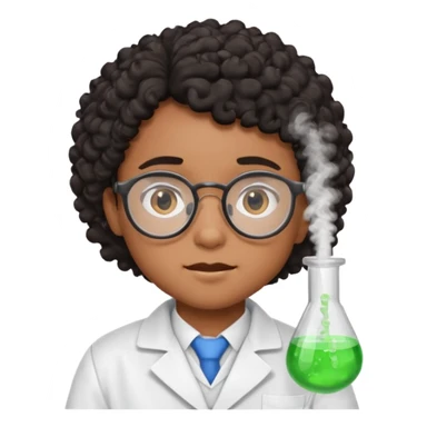 kid boy scientist brown skin, black curly hair sticker