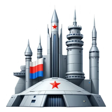 Enormous Russian space fortress with flag-inspired design elements sticker