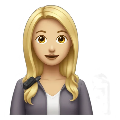 blonde girl with podcast microphone sticker
