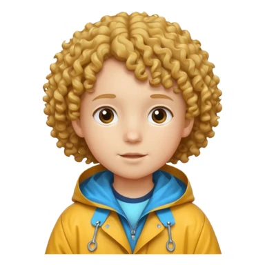 curly hair kid with raincoat sticker