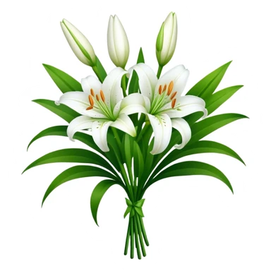 bouquet White Lily, luxuriant, stem, leaf, bud sticker