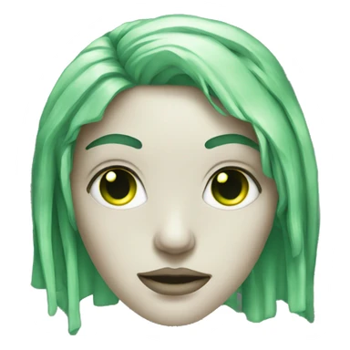 Cyborg head with green eyes and green hair sticker