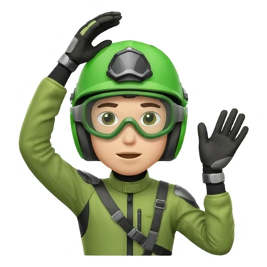 dirtbike rider in green gear scratching head sticker