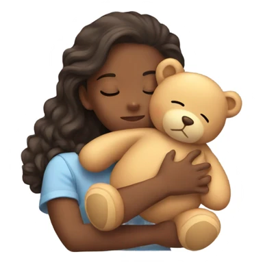 Girl sleeping with a teddy bear sticker