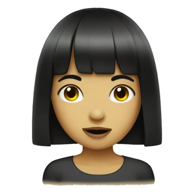 A girl with black bangs eating a lemon sticker