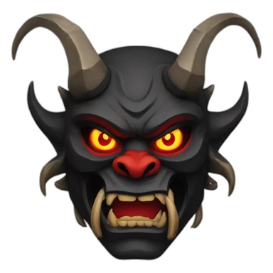 oni mask, black, very detailed, big horns, red eyes sticker