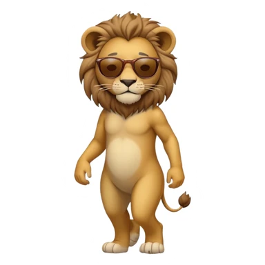 anthropomorphised lion in casual dress wearing sunglasses walking upright sticker