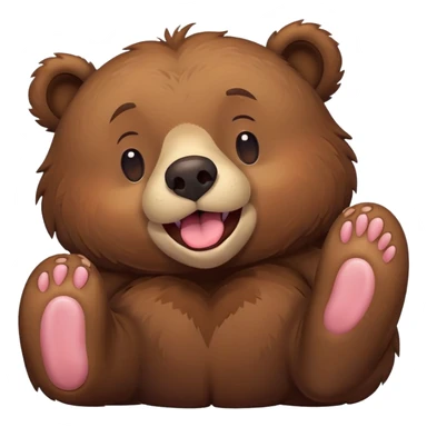 Brown Bear laying on ground with eyes closed, legs in the air and tongue sticking out  sticker