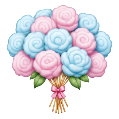 Cotton candy flower bouquet, elaborate Chinese street food art sticker