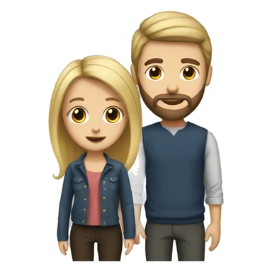 blonde girl with brunette boyfriend with a beard sticker