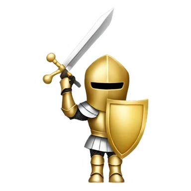 Gold armour knight holding overhead banner sticker