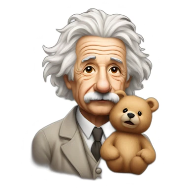albert einstein with a bear sticker