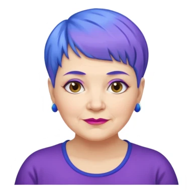 mujer muy mayor un poco gorda pelo azul o morado pixie cut  sticker