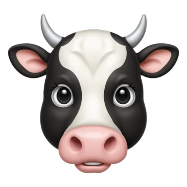 simple cow face, very simple dot eyes sticker
