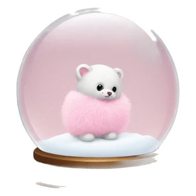 baby pink pompoms in a snow globe sticker