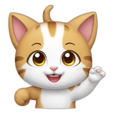 cute anime cat waving sticker