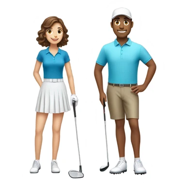 Tall Brown haired guy and short brown haired girl in golf skirt golfing sticker