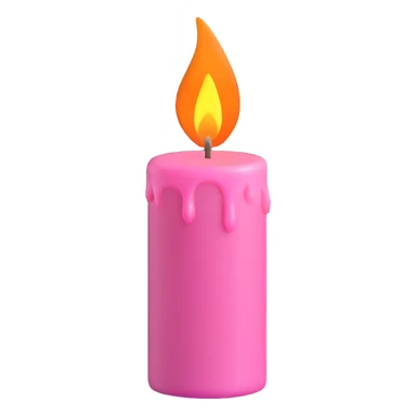 Draw a pink candle with a flame on it at an angle of 15 degrees from the vertical. sticker