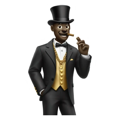 Monopoly man with gold chain necklace and smoking cigar sticker