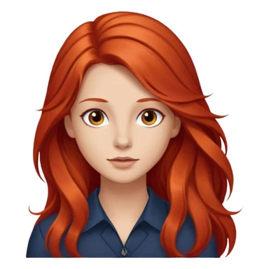 Stefanie Ridel with long red hair, brown eyes sticker