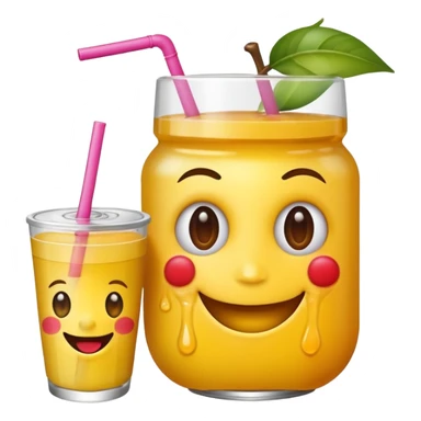 emoticon holding a fruit drink sticker