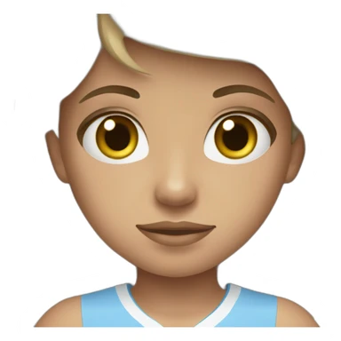 Little girl with brown hair and eyes wearing Manchester City football shirt sticker
