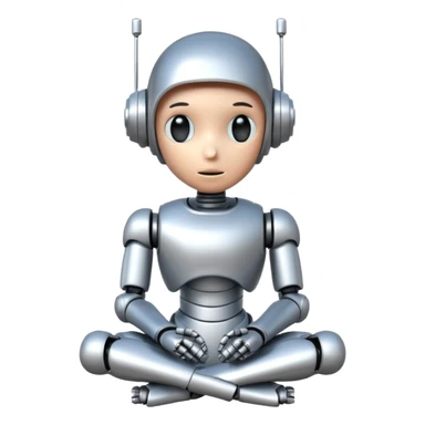 cute robot doing a thinking pose sticker