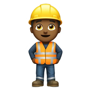 A person in a cartoon wearing construction clothes and coming home sort of image or emoji ￼ sticker