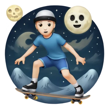  skater boi  ghost skating under a moon sticker