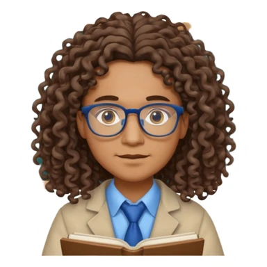 un professeur métisse au cheveux mi long bouclés avec des yeux bleus d'arts plastiques sticker