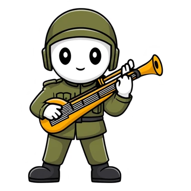 soul soldier character with musical instruments and military-inspired outfit sticker