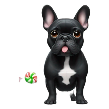 Black French bulldog in gingerbread house sticker