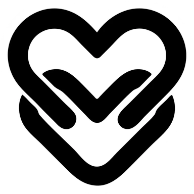 chain heart, solid black icon, bold lines sticker