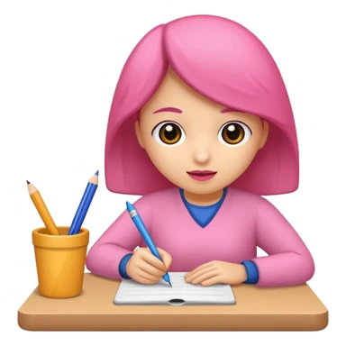 lapiz rosa escribiendo pensando sticker